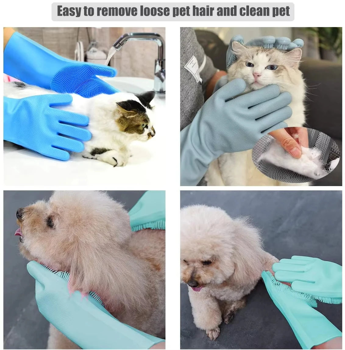 Pet Bath Beauty Gloves Dog and Cat Bath Shampoo scrubber Magic Massage Clean Clean sponge silicon hair removal gloves