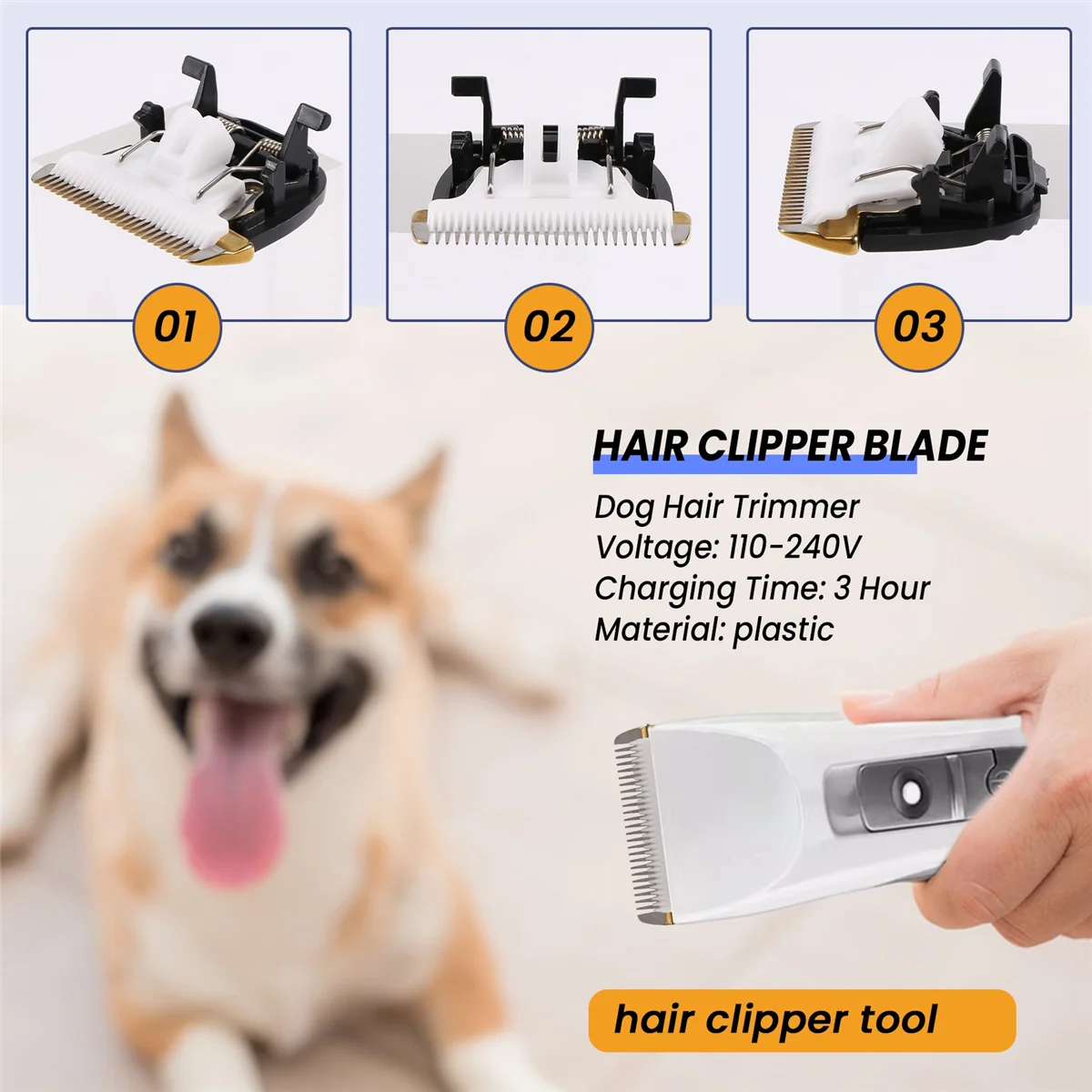 ABKR Professional Pet Scissors Electric Hair Clipper Trimmer Dogs Cutting Machine Ceramic Titanium Knife for RFCD-9100 9600